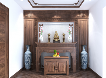 Bàn thờ 3 cấp cho không gian thờ rộng rãi